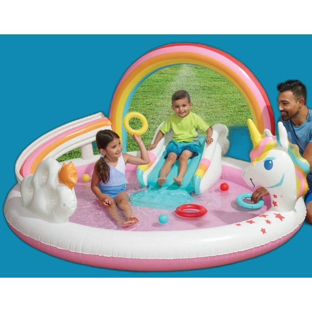 Bluescape Rainbow Unicorn Play Center Inflatable Kids Pool Play Center Toys NEW - Picture 5 of 6